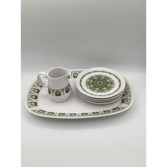 Noritake Progression Palos Verde 1 Serving & 4 Salad Plates & Creamer Excellent! - Picture 1 of 4